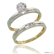 Size 5 - 10k Yellow Gold Diamond Engagement Rings Set 2-Piece 0.07 cttw  - £280.43 GBP