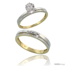 Size 10 - 10k Yellow Gold Diamond Engagement Rings 2-Piece Set for Men and  - £361.84 GBP