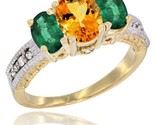  yellow gold ladies oval natural citrine 3 stone ring emerald sides diamond accent thumb155 crop