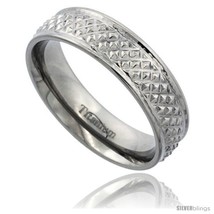 Size 10.5 - Titanium 6mm Flat Wedding Band Ring Pyramid Pattern High Polish  - £88.94 GBP