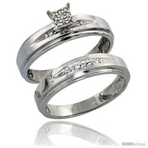 Size 6.5 - Sterling Silver Ladies&#39; 2-Piece Diamond Engagement Wedding Ring Set  - £95.30 GBP