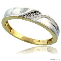 Size 8 - 10k Yellow Gold Mens Diamond Wedding Band Ring 0.04 cttw Brilliant  - £211.03 GBP