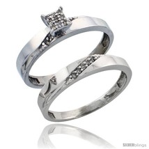 Size 10 - Sterling Silver Ladies&#39; 2-Piece Diamond Engagement Wedding Ring Set  - £85.00 GBP