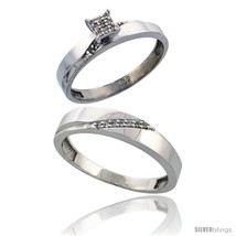 Size 7 - Sterling Silver 2-Piece Diamond wedding Engagement Ring Set for Him &amp;  - £108.77 GBP