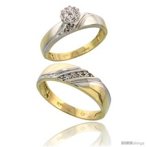 Size 7 - 10k Yellow Gold Diamond Engagement Rings 2-Piece Set for Men and Women  - £483.93 GBP