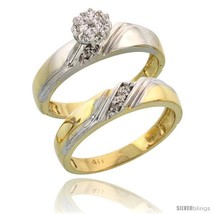 Size 9 - 10k Yellow Gold Diamond Engagement Rings Set 2-Piece 0.07 cttw  - £386.52 GBP