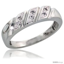 Size 6.5 - Sterling Silver Ladies&#39; Diamond Wedding Band Rhodium finish, 3/16 in  - £53.70 GBP
