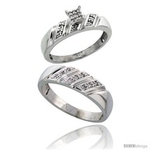 Size 6.5 - Sterling Silver 2-Piece Diamond wedding Engagement Ring Set for Him  - £126.93 GBP