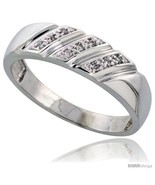 Size 12.5 - Sterling Silver Men&#39;s Diamond Wedding Band Rhodium finish, 1... - $84.09