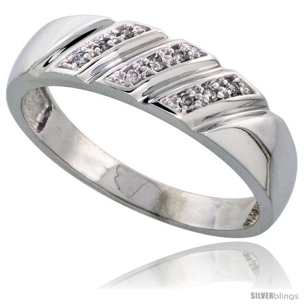 Size 11 - Sterling Silver Men's Diamond Wedding Band Rhodium finish, 1/4 in  - $84.09