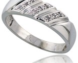 Sterling silver mens diamond wedding band rhodium finish 1 4 in wide style ag016mb thumb155 crop