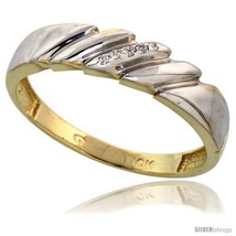 Size 12 - 10k Yellow Gold Mens Diamond Wedding Band Ring 0.03 cttw Brilliant  - £189.44 GBP