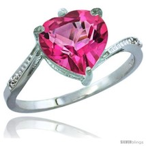 Size 9 - 14k White Gold Ladies Natural Pink Topaz Ring Heart-shape 9x9 S... - $313.18