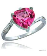 Size 9 - 14k White Gold Ladies Natural Pink Topaz Ring Heart-shape 9x9 Stone  - $313.18