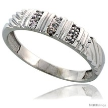 Sterling silver mens diamond wedding band rhodium finish 3 16 in wide style ag017mb thumb200