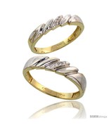 Size 5.5 - 10k Yellow Gold Diamond Wedding Rings 2-Piece set for him 5 m... - £332.92 GBP