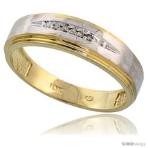 Size 10 - 10k Yellow Gold Mens Diamond Wedding Band Ring 0.03 cttw Brill... - £270.50 GBP