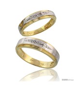 Size 6 - 10k Yellow Gold Diamond Wedding Rings 2-Piece set for him 6 mm ... - £436.48 GBP