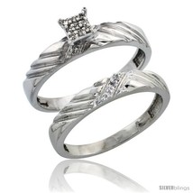Size 5.5 - Sterling Silver Ladies 2-Piece Diamond Engagement Wedding Ring Set  - £82.84 GBP