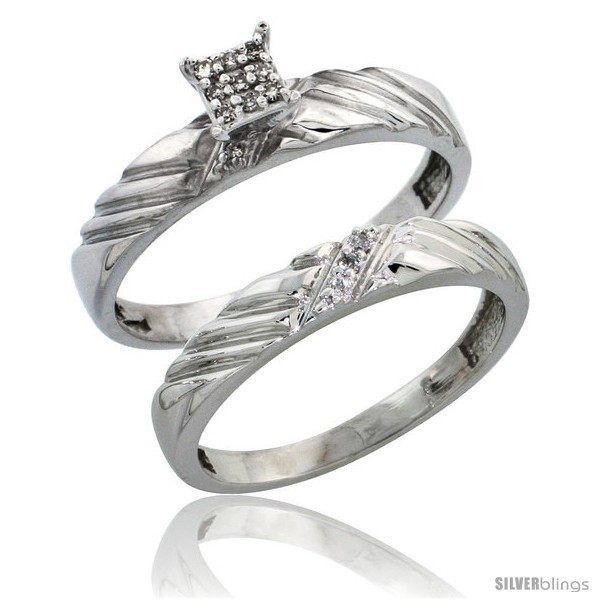 Primary image for Size 6.5 - Sterling Silver Ladies 2-Piece Diamond Engagement Wedding Ring Set 
