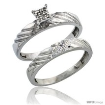 Size 6 - Sterling Silver Ladies 2-Piece Diamond Engagement Wedding Ring Set  - £83.49 GBP