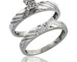 Lver ladies 2 piece diamond engagement wedding ring set rhodium finish 1 8 in wide thumb155 crop