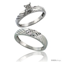 Size 5 - Sterling Silver 2-Piece Diamond wedding Engagement Ring Set for Him &amp;  - £109.67 GBP