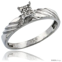 Size 5 - Sterling Silver Diamond Engagement Ring Rhodium finish, 1/8inch wide  - £44.99 GBP