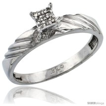 Size 10 - Sterling Silver Diamond Engagement Ring Rhodium finish, 1/8inch wide  - $56.89