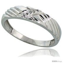 Sterling silver mens diamond wedding band rhodium finish 3 16 in wide style ag018mb thumb200