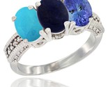 Ite gold natural turquoise lapis tanzanite ring 3 stone 7x5 mm oval diamond accent thumb155 crop