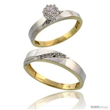 Size 6 - 10k Yellow Gold Diamond Engagement Rings 2-Piece Set for Men and Women  - £391.95 GBP