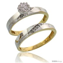 Size 10 - 10k Yellow Gold Diamond Engagement Rings Set 2-Piece 0.09 cttw  - £334.26 GBP