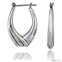 Sterling Silver High Polished Hoop Earrings, 1 1/4in  Long -Style  - $44.47