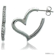 Sterling Silver Jeweled Heart Post Earrings, w/ Cubic Zirconia stones, 1... - £67.51 GBP