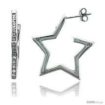 Sterling Silver Jeweled Star Post Earrings, w/ Cubic Zirconia stones, 15/16in   - $84.71