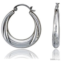 Sterling Silver High Polished Hoop Earrings, 1 1/8in  Long -Style  - $44.47