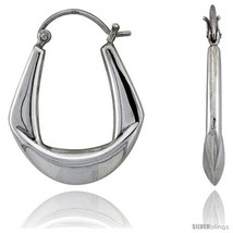 Sterling Silver High Polished Hoop Earrings, 1 1/8in  Long -Style  - $38.77