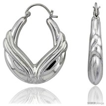 Sterling Silver High Polished Hoop Earrings, 1 5/16in   - £64.25 GBP