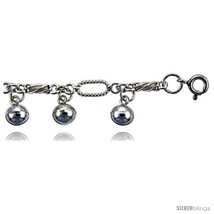 Sterling Silver Fancy Twisted Link Anklet w/ Chime  - £57.50 GBP