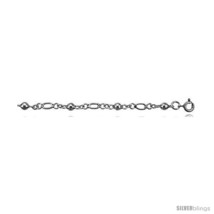 Sterling Silver Anklet w/ Balls &amp; Oval Cut Out  - £30.96 GBP