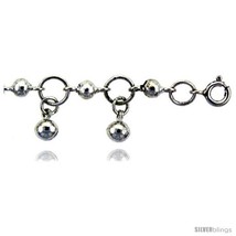 Sterling Silver Circle Link Anklet w/ Beads &amp; Chime  - £57.50 GBP