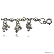 Sterling Silver Anklet w/ Clustered  - £75.13 GBP