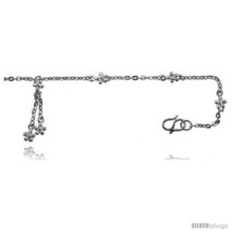 Sterling Silver Anklet w/ Teeny Flowers -Style  - £34.39 GBP
