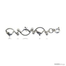 Sterling Silver Anklet w/ Jumping Dolphins and  - £63.86 GBP