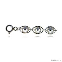 Sterling Silver Anklet w/ Eye-shaped Beaded  - £57.28 GBP