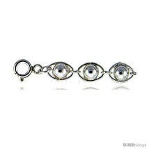 Sterling Silver Anklet w/ Eye-shaped Beaded  - £57.15 GBP