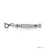 Sterling Silver Double Strand Curb Link Anklet w/ Half Ball  - £37.05 GBP