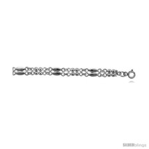 Sterling Silver Double Strand Anklet w/ Beads &amp; Marquise-shaped  - £65.53 GBP