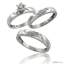 10k white gold diamond trio wedding ring set his 4 5mm hers 4mm thumb200